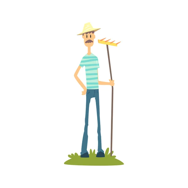 Худий фермер в смугастій футболці — стоковий вектор