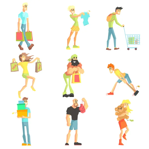 Colección People Shopping — Vector de stock