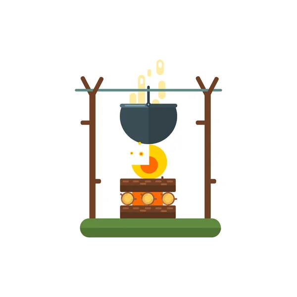 Pot de cuisson sur le feu Illustration — Image vectorielle