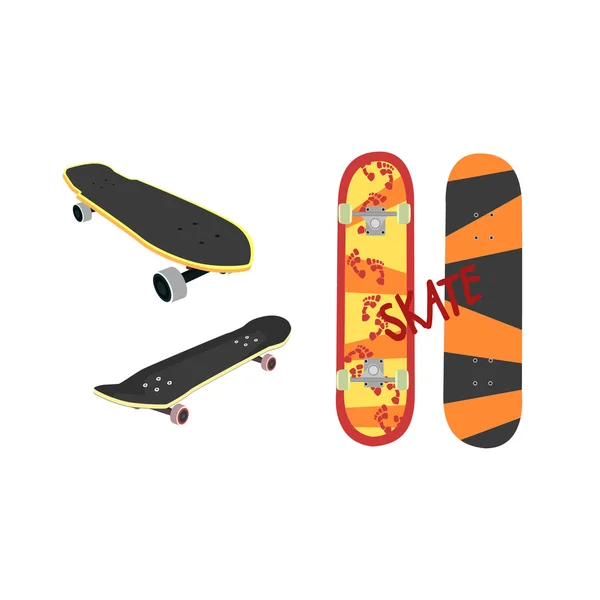 Skateboard-Design aus verschiedenen Blickwinkeln — Stockvektor