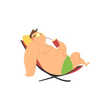 Fat Guy On The Sunbed clipart