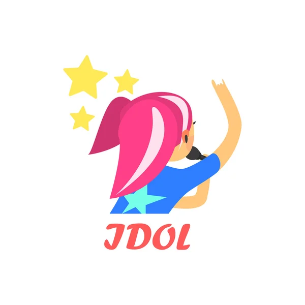 Japaneese Pop Idol Cartoon Style Icon — Διανυσματικό Αρχείο