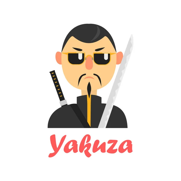 Japaneese Yakuza Cartoon Style Icon — Διανυσματικό Αρχείο