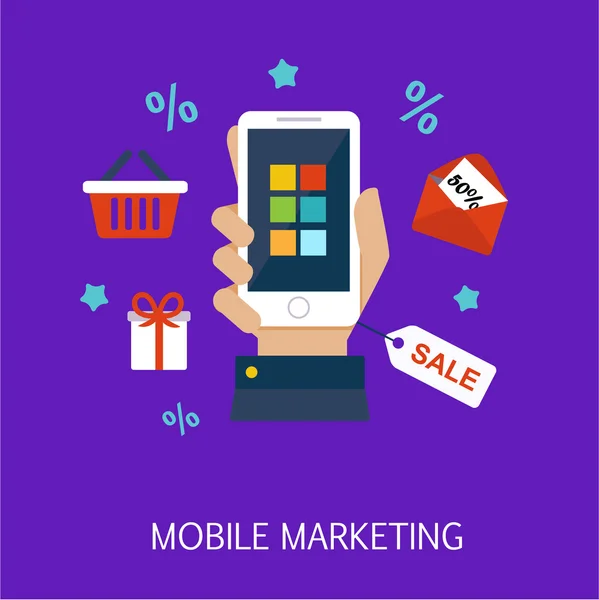 Concept Art du marketing mobile — Image vectorielle