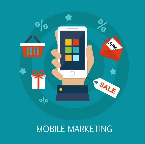 Mobile Marketing Concept Art — Vettoriale Stock