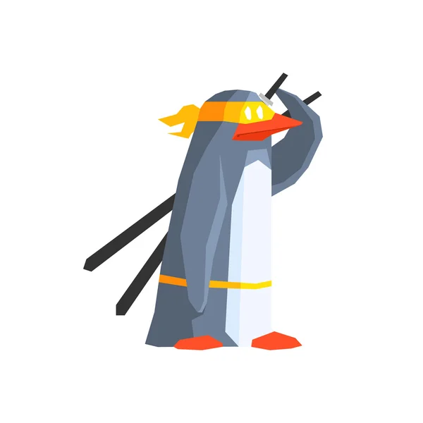 Karakter Pahlawan Super Penguin - Stok Vektor