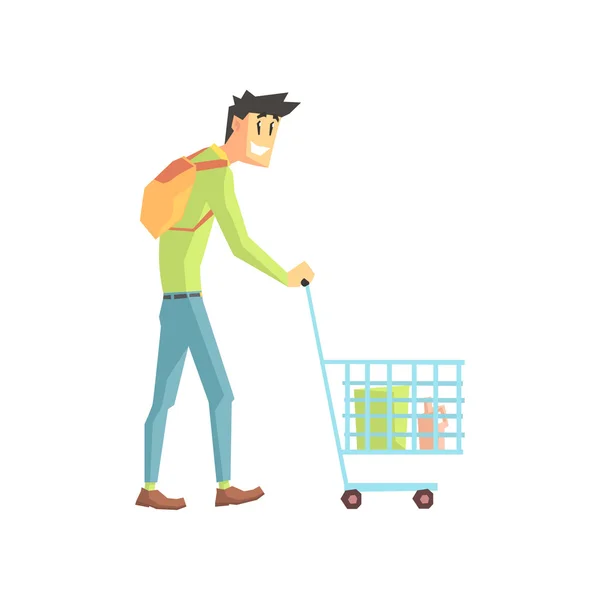 Guy Doing Grocery Shopping — Stock Vector