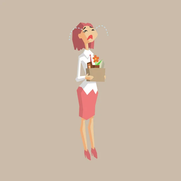 Mujer despedida en lágrimas — Vector de stock