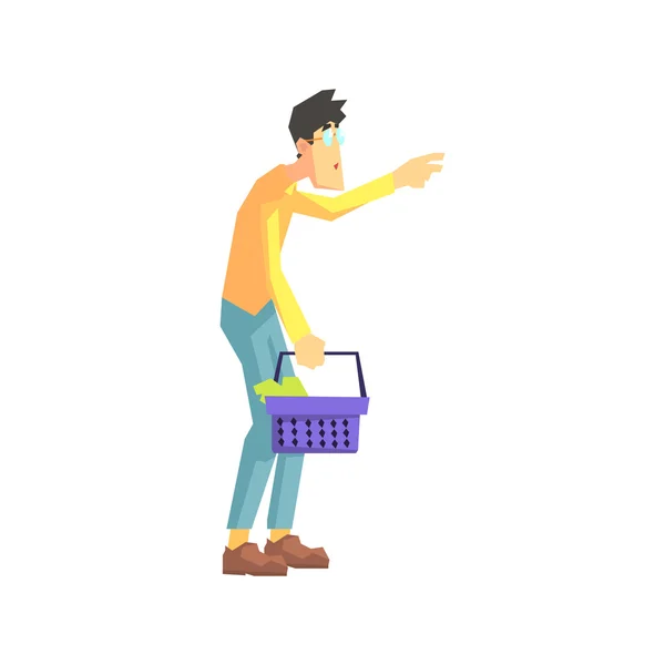 Hombre tomando algo de la estantería — Vector de stock