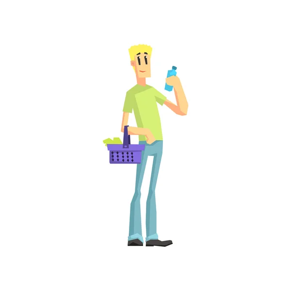 Guy Buying Household Chemistry — Stock Vector