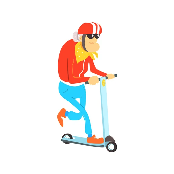 Old Lady On Scooter — Stock Vector