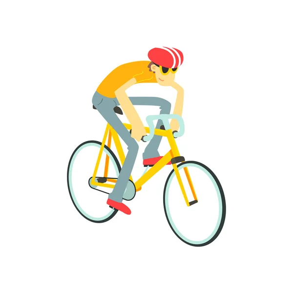 Man Racing On Bicycle — Stock Vector