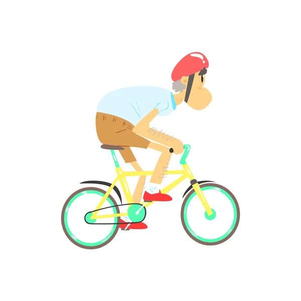 Old Man Riding Bicycle — Stock Vector