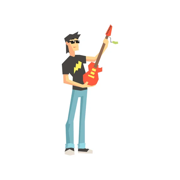 Guy Buying Electro Guitar — Stock Vector