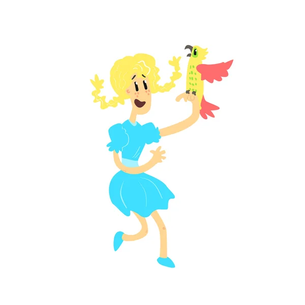 Jeune fille avec perroquet — Image vectorielle