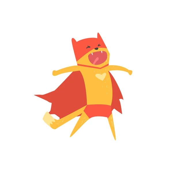 Super Hero Cat Shouting - Stok Vektor