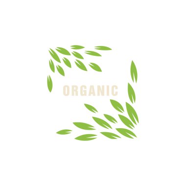 Yaprak çerçeve kenarlığı organik ürün logosu olmadan