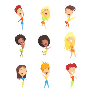 Sevimli kadın karakter sevinçli