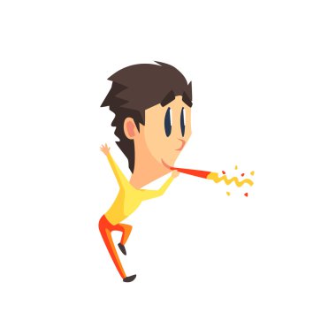 Black Hair Male Character With Firecracker clipart