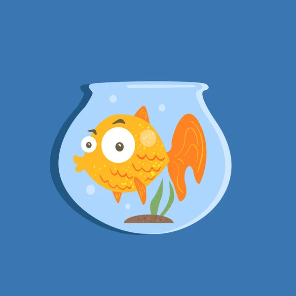 Golden Fish In Aquarium Image — Stock Vector
