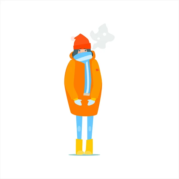 Girl In Orange Winter Coat — Stock Vector