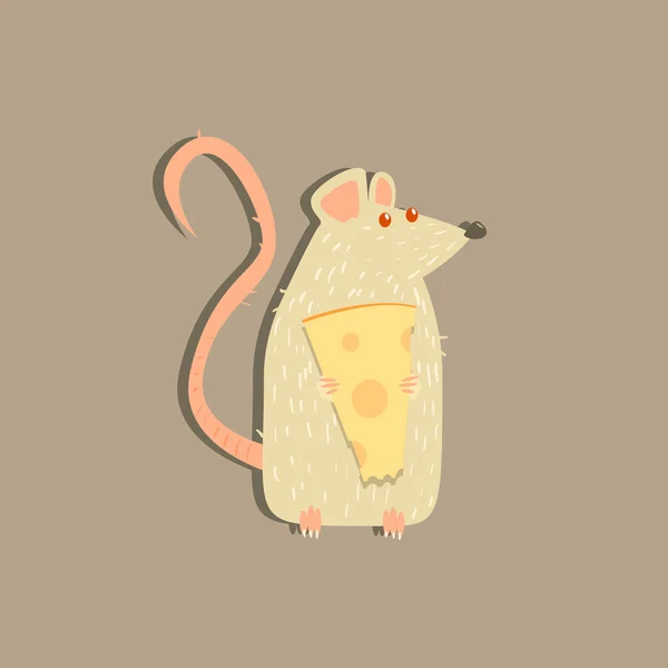 Rat Holding Brânză Imagine — Vector de stoc