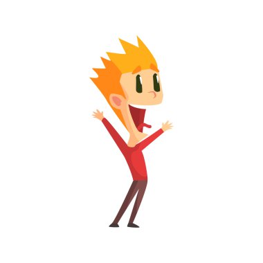 Spiky HAir Redhead Male Character Rejoicing clipart