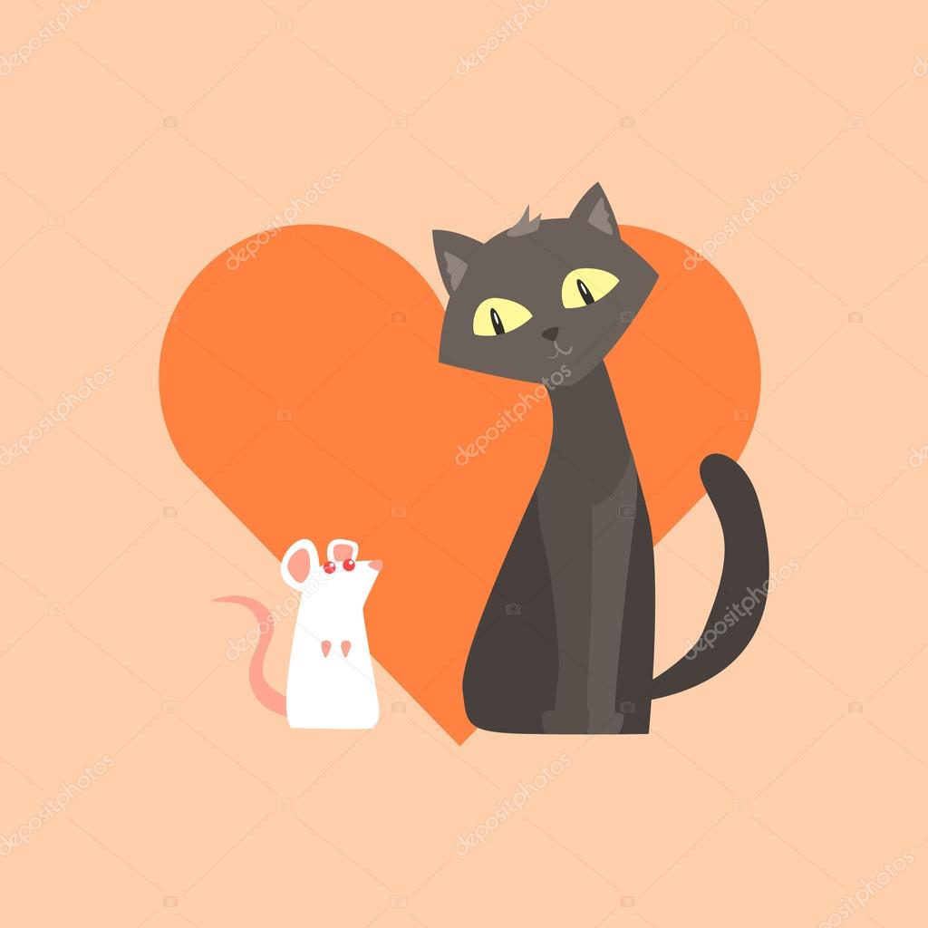 Kedi ve fare dostluk görüntü Vektörel çizim ©TopVectors Vektörel