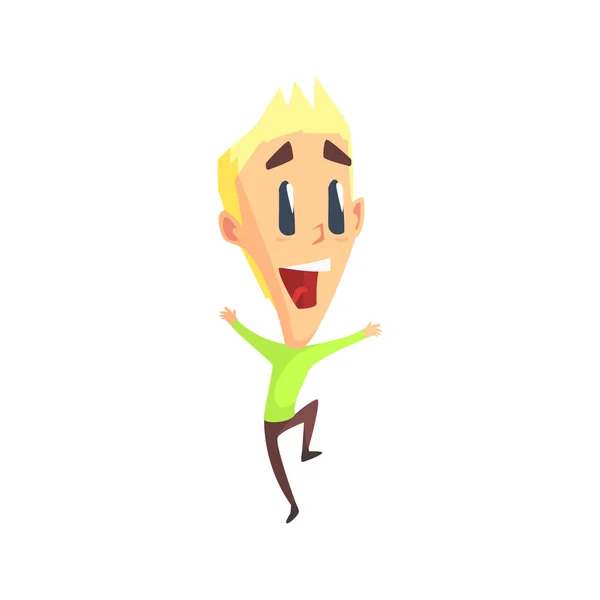 Blond Male Character Rejoicing — Stock Vector