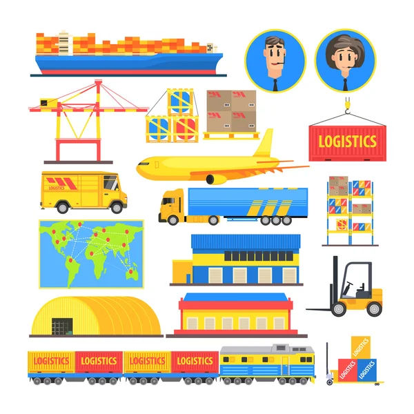 Logistic Elements Colorful Infographic — Stock Vector