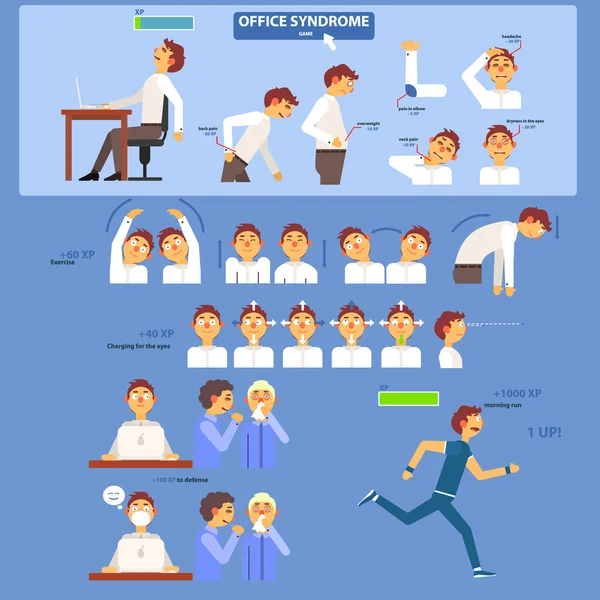 Office syndrom Infographics — Stock vektor