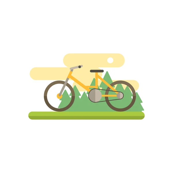 Bicicletta con paesaggio Illustrazione — Vettoriale Stock