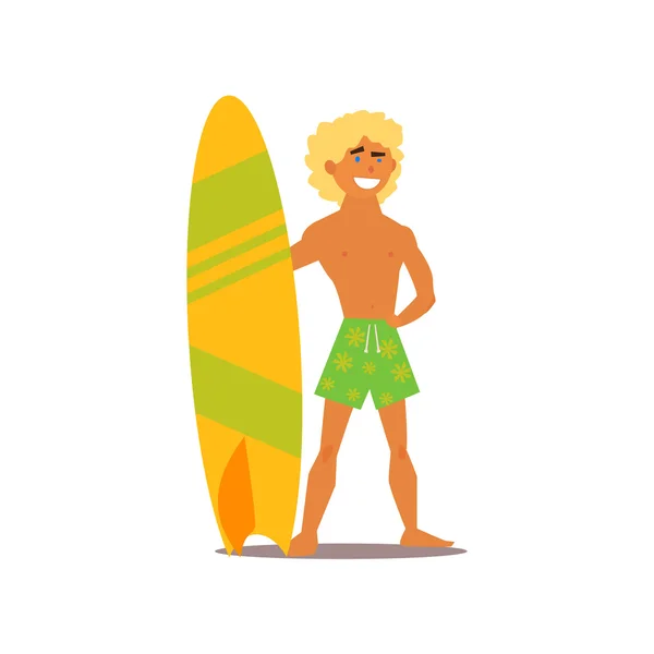 Surfer Guy Vector Illustrazione — Vettoriale Stock