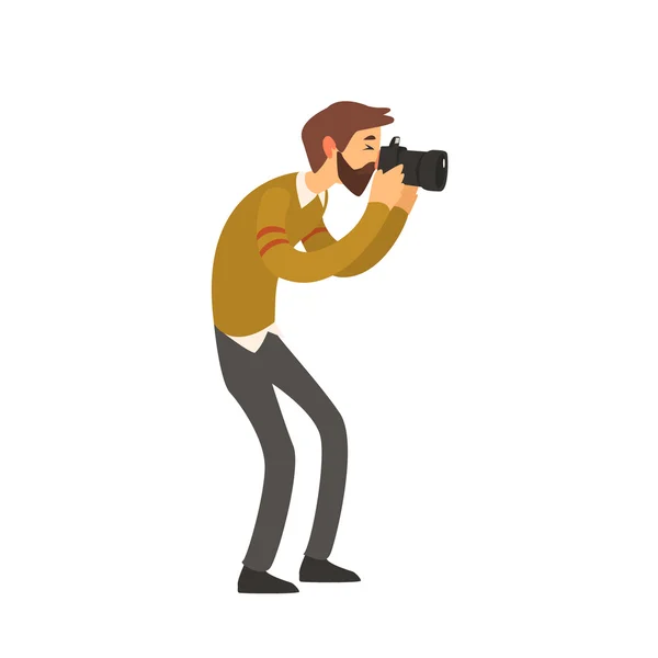 Beardy людина фотографують — стоковий вектор
