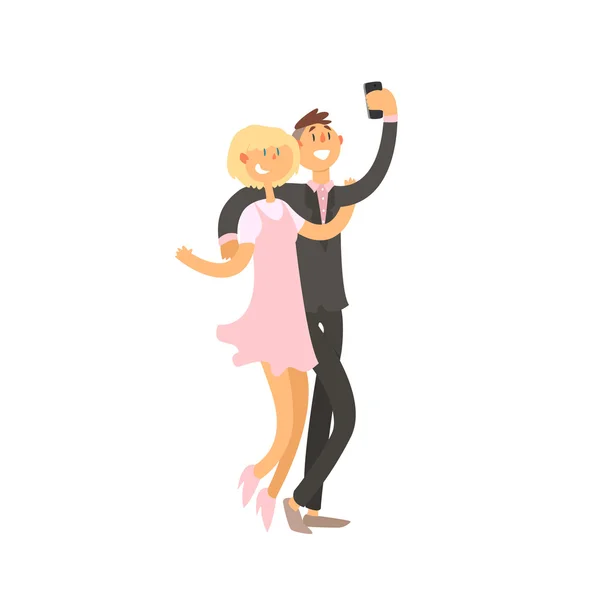 Pareja tomando selfie — Vector de stock