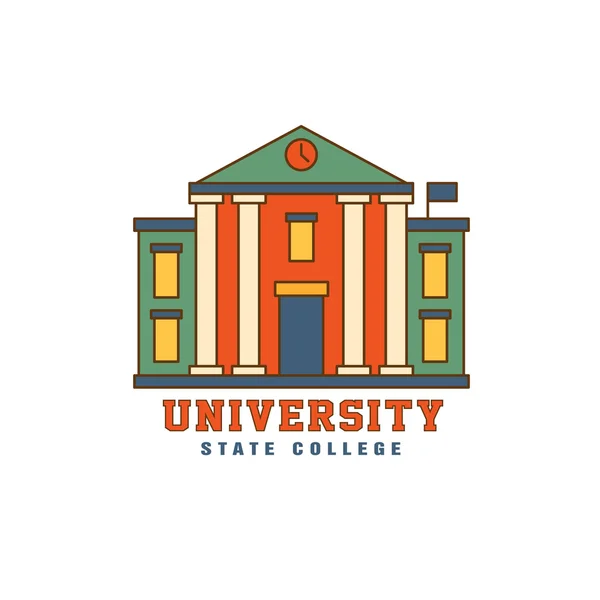Gebouw met pijlers Universiteit Logo — Stockvector