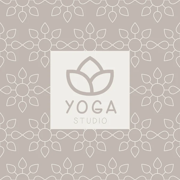 Vereenvoudigde Lotus Yoga Studio Design kaart — Stockvector