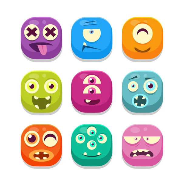 Monster Emoji Icons collectie — Stockvector