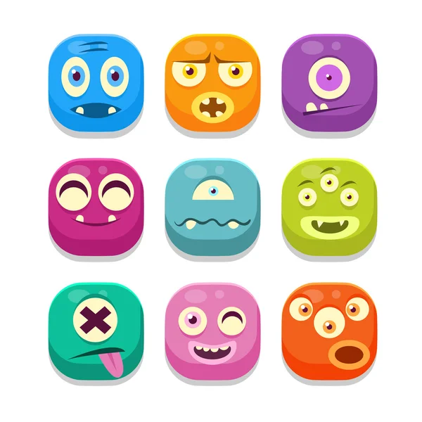 Monster Emoji Icons Set — Stock Vector