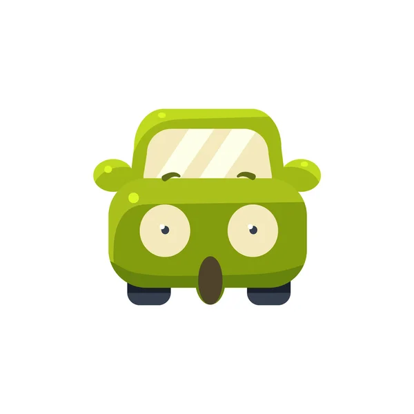 Shocked Green Car Emoji — Stock Vector