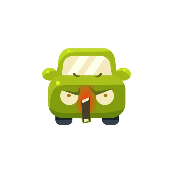 Enfurecido coche verde Emoji — Vector de stock