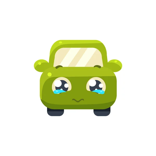 Begging Green Car Emoji — Stock Vector