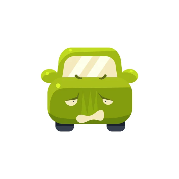 Groene auto Emoji teleurgesteld — Stockvector