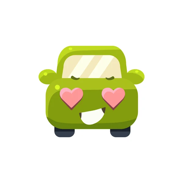 사랑 녹색 자동차 Emoji에 — 스톡 벡터