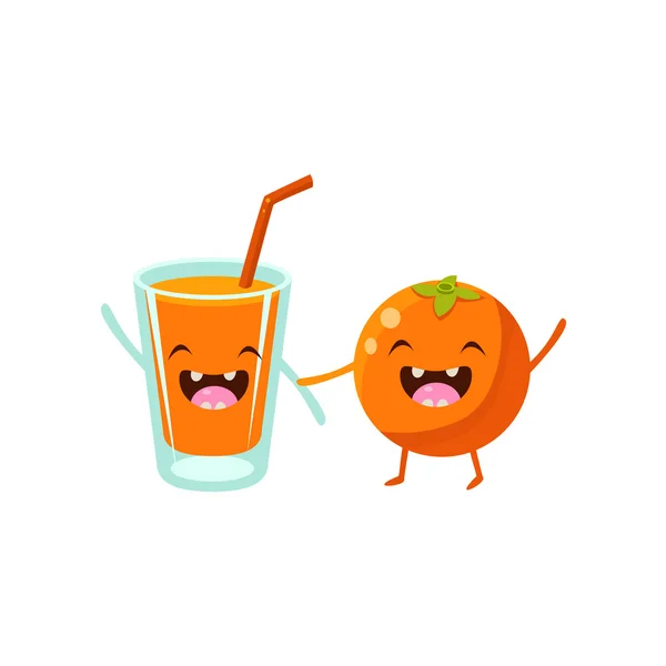 オレンジ ・ ジュースの漫画の友達 — ストックベクタ