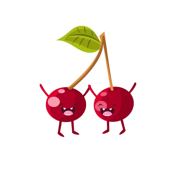 Třešně a višně Cartoon přátel — Stockový vektor
