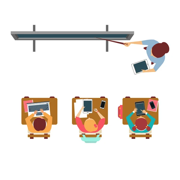 Modern Equipped Class From Above — Stock Vector