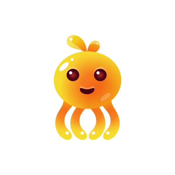 Carácter pulpo globo amarillo — Vector de stock