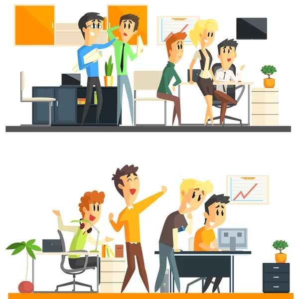 Office Team Two Illustrations Collection - Stok Vektor