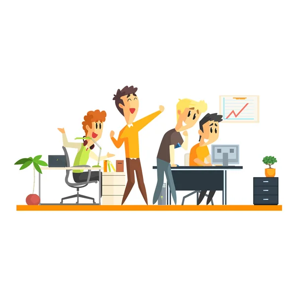 Office Team Chering — Stock Vector